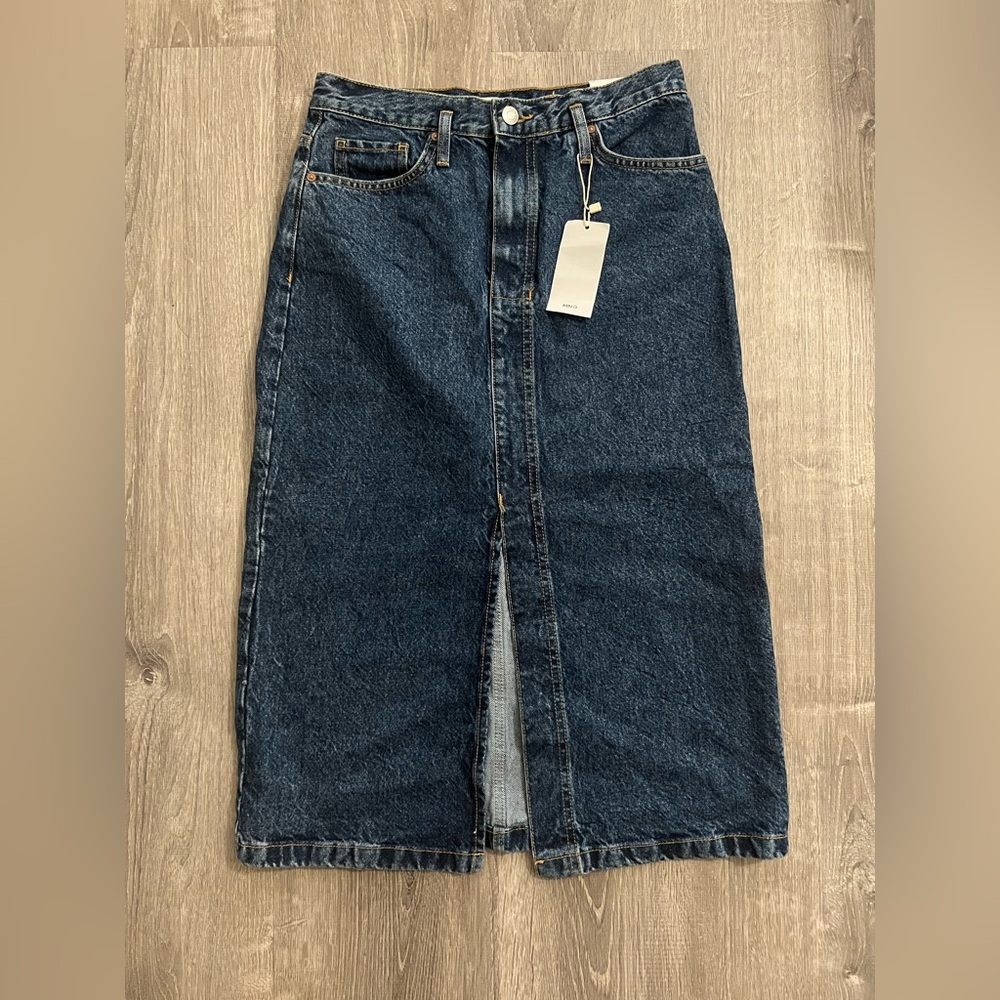 Mango Dark Blue Midi Denim Skirt